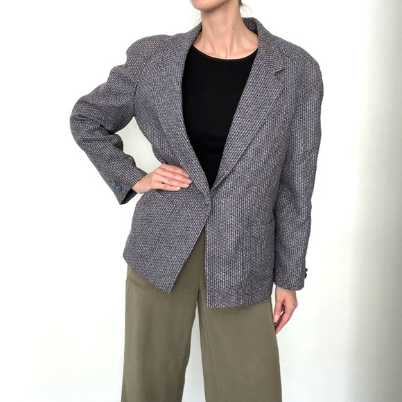 DIANE V. FÜRSTENBERG Vintage Tweed Raglan Sleeve Silk & Wool Blazer – L - Picture 4 of 7